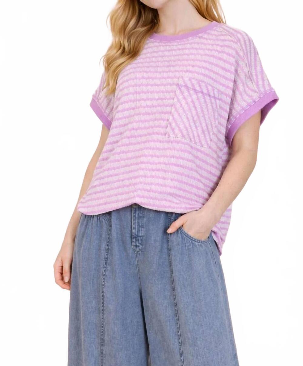 NEW VERY J jewel striped tee in pink